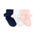 Lot de 3 Paires de Chaussettes à Volants Bébé Fille Carter's - Rose Blanc & Marine