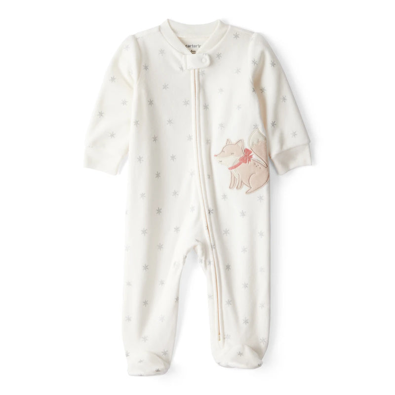 Grenouillère en Micropolaire Renard Bébé Fille Carter's - Blanc