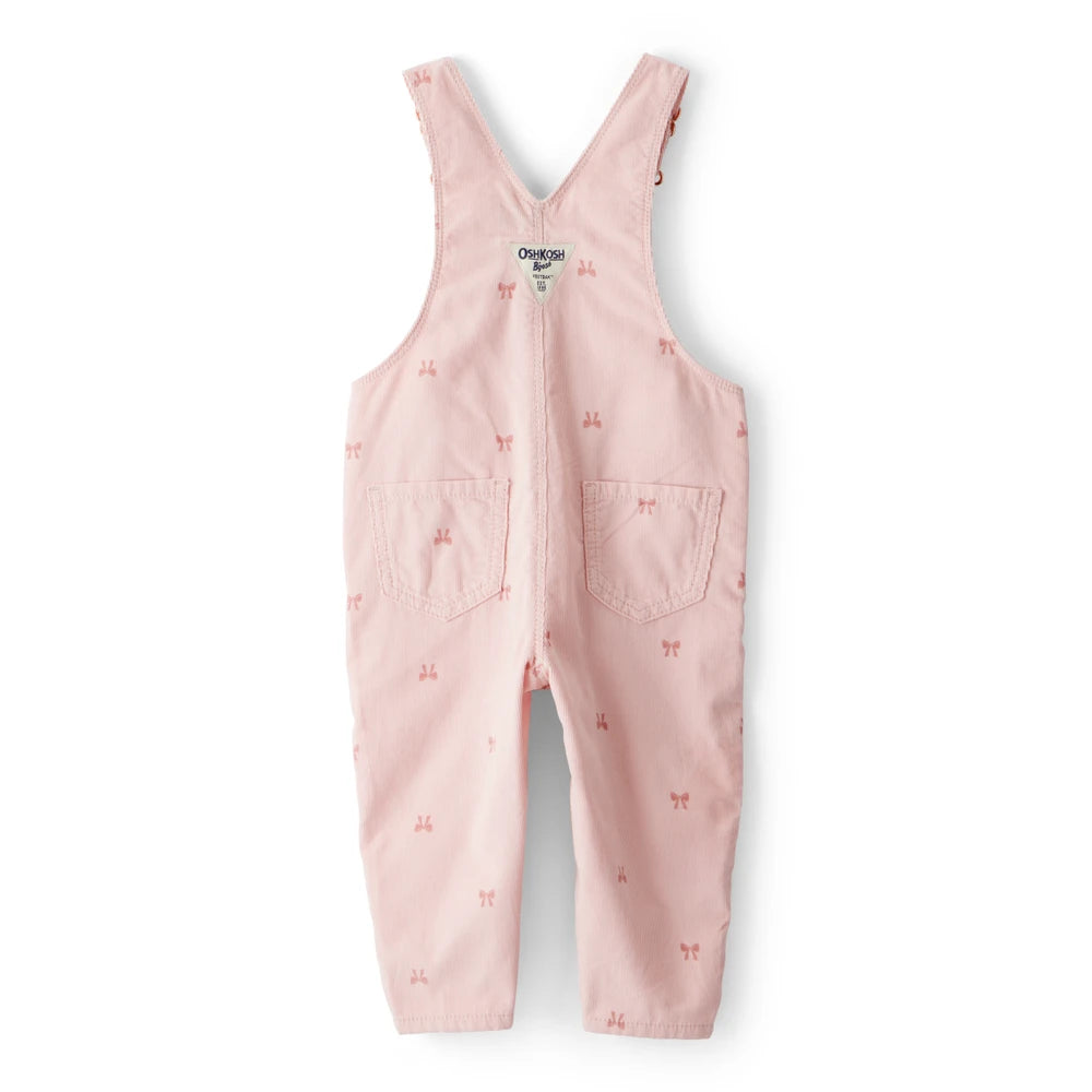 Salopette en Velours Côtelé Imprimé Nœuds Bébé Fille OshKosh - Rose