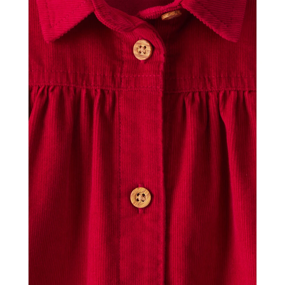 Robe en Velours Côtelé à Manches Longues Bébé Fille Carter's - Rouge
