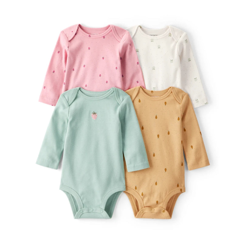 Lot de 4 Bodies à Manches Longues Petits Fruits Bébé Fille Carter's - Multi
