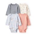 Lot de 4 Bodies à Manches Longues Chevaux & Rayures Bébé Garçon Carter's - Multi