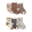 Lot de 6 Paires de Chaussettes Ourson & Rayures Bébé Garçon Carter's - Marron & Crème