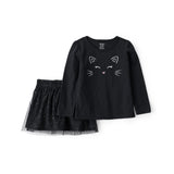 Ensemble T-shirt Chat & Jupe en Tulle Halloween Fille Carter's - Noir