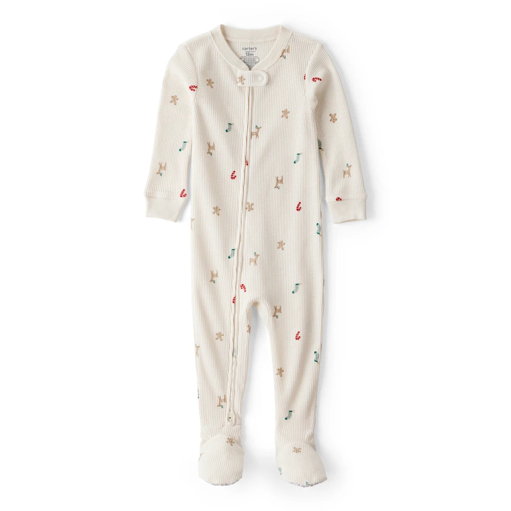 Pyjama 1 Pièce Thermique en Coton Motifs de Noël Carter's - Blanc