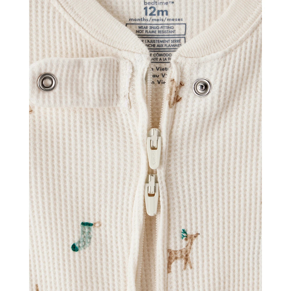 Pyjama 1 Pièce Thermique en Coton Motifs de Noël Carter's - Blanc