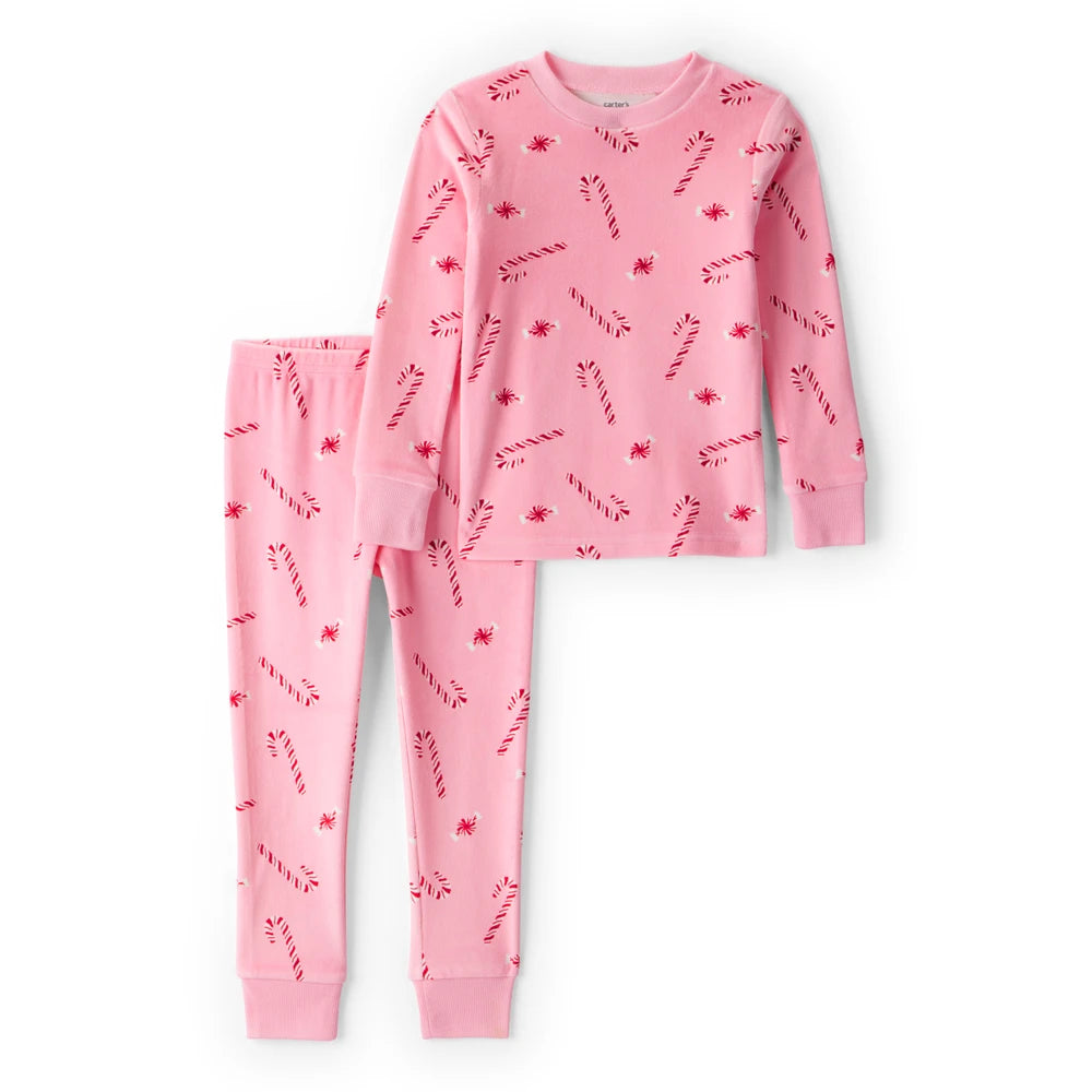 Pyjama 2 Pièces DreamPlush Sucres d'Orge Fille Carter's - Rose