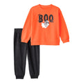 Boy Carter's 2-Piece Halloween Boo Sweatshirt & Joggers Set - Orange & Black