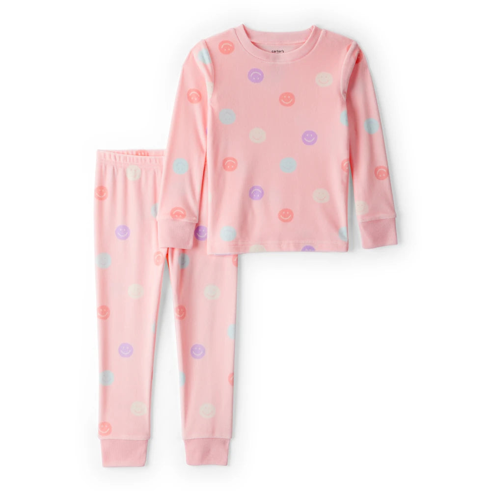 Pyjama 2 Pièces DreamPlush Smiley Fille Carter's - Rose