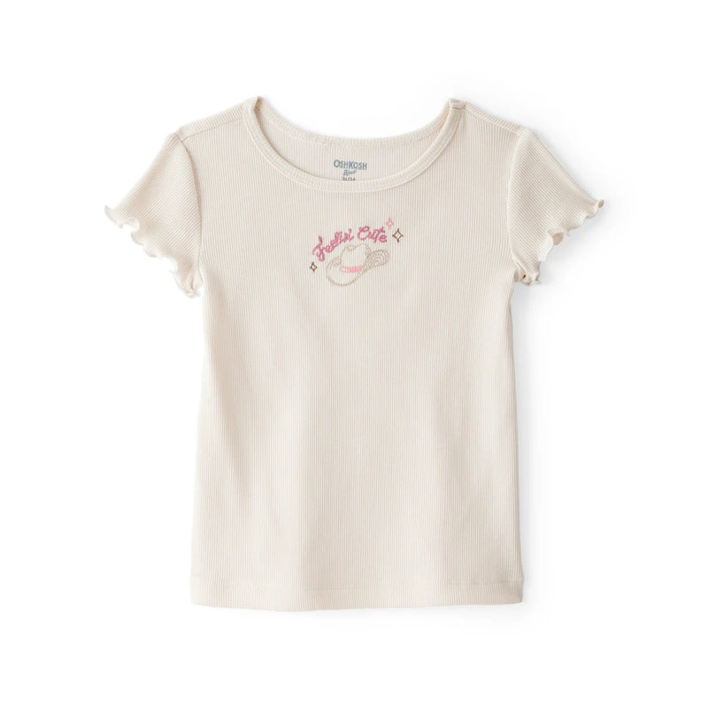 T-shirt Côtelé Chapeau de Cowgirl Fille OshKosh - Ivoire