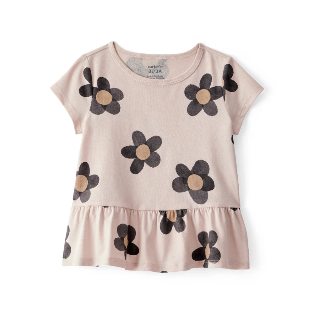 T-shirt à Manches Courtes Fleur Fille Carter's - Marron