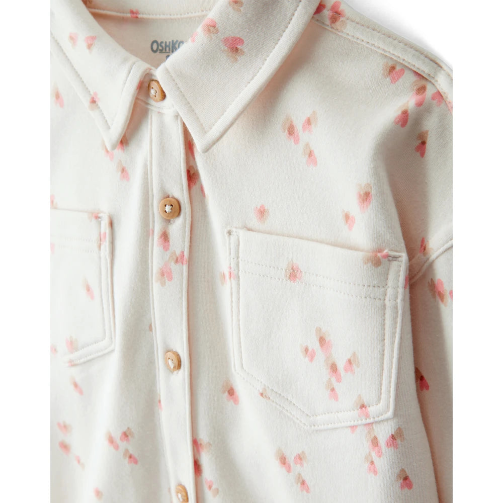 Chemise en Flanelle Imprimé Cœurs Fille OshKosh - Crème