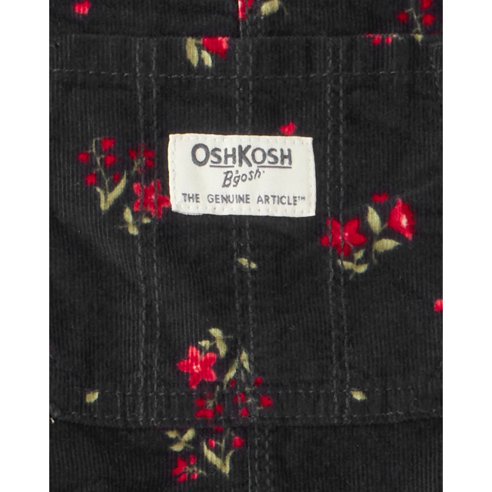 Salopette en Velours Côtelé Fleurie Fille OshKosh - Noir