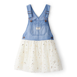 Jupe-Salopette Chambray et Tulle Fille OshKosh - Bleu & Crème