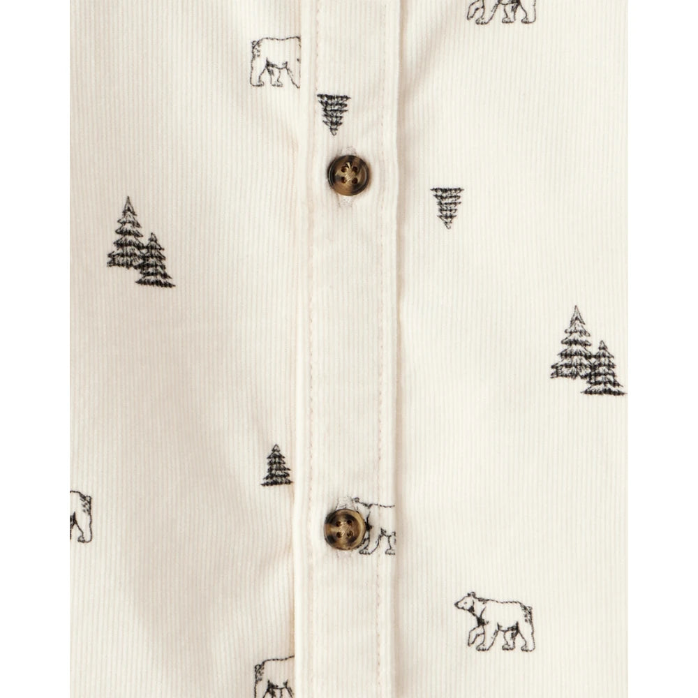 Chemise en Velours Côtelé Forêt d'Hiver Garçon Carter's - Ivoire
