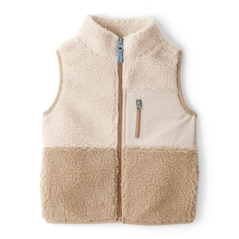 Gilet Sans Manches en Sherpa Colorblock Garçon Carter's - Beige