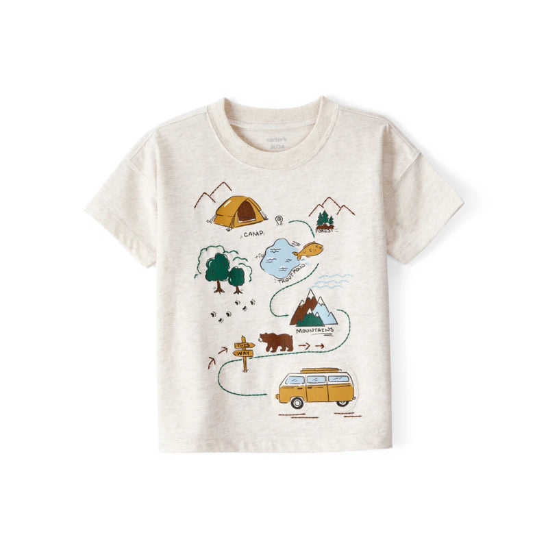 T-shirt à Manches Courtes Camping Garçon Carter's - Beige