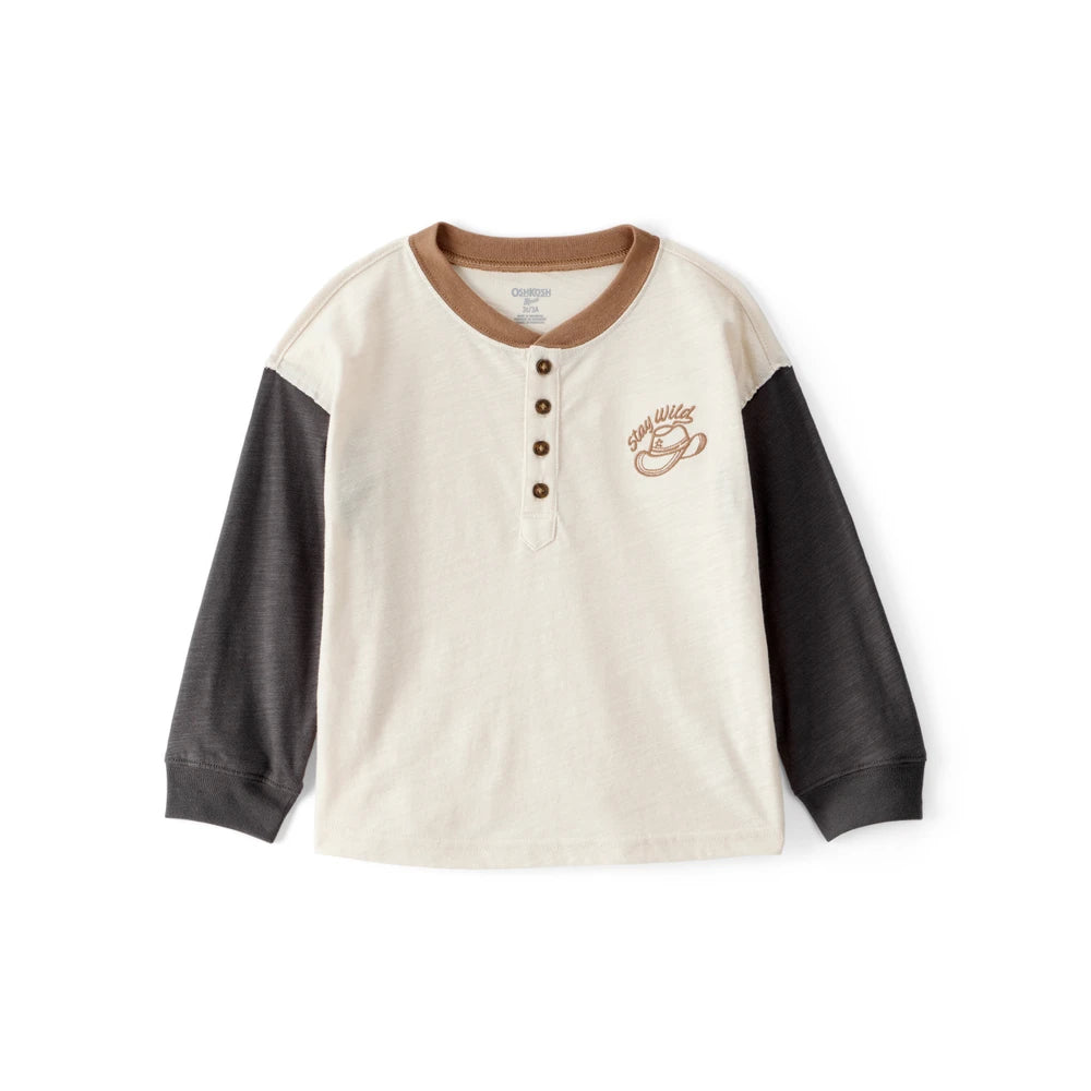 T-shirt Henley Stay Wild à Manches Longues Garçon OshKosh - Multi
