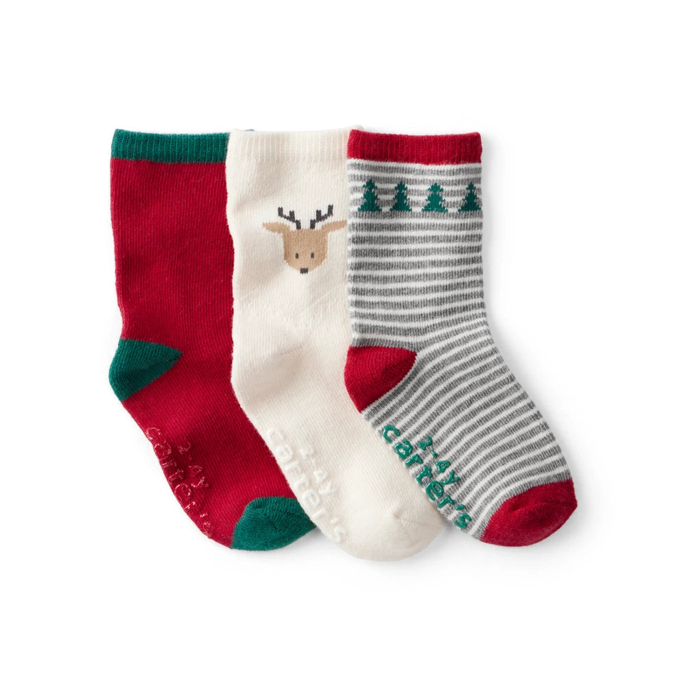 Lot de 3 Paires de Chaussettes de Noël Rennes Garçon Carter's - Multi
