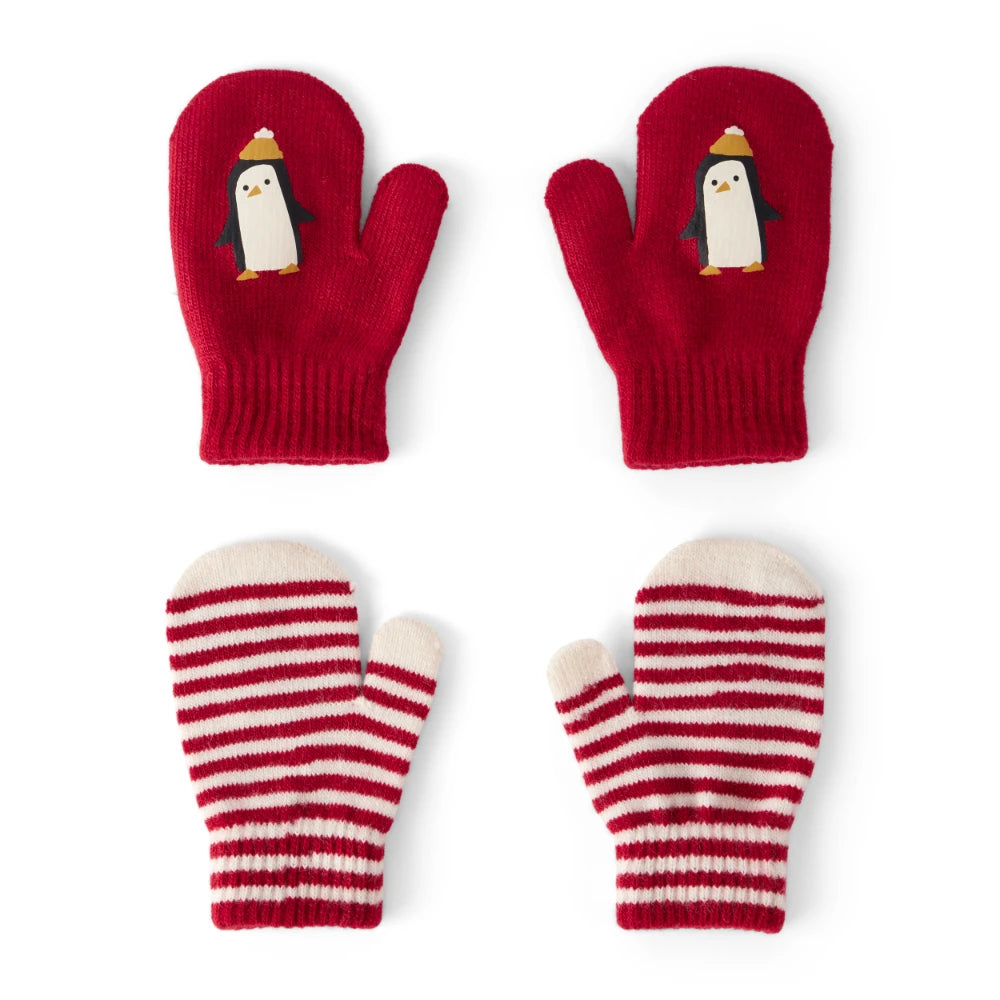Moufles Antidérapantes Pingouin & Rayures Garçon Carter's - Rouge