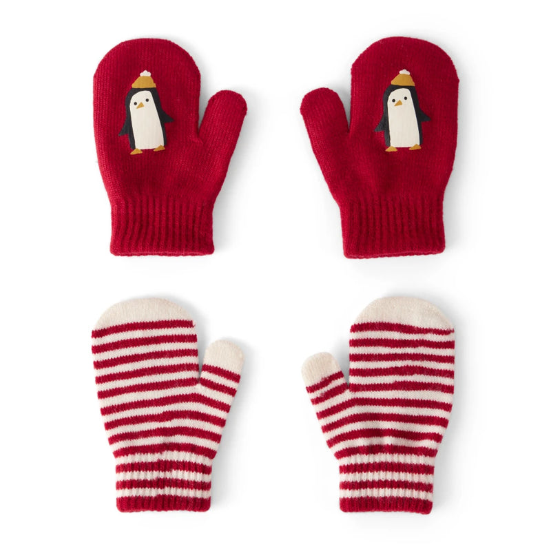 Moufles Antidérapantes Pingouin & Rayures Garçon Carter's - Rouge