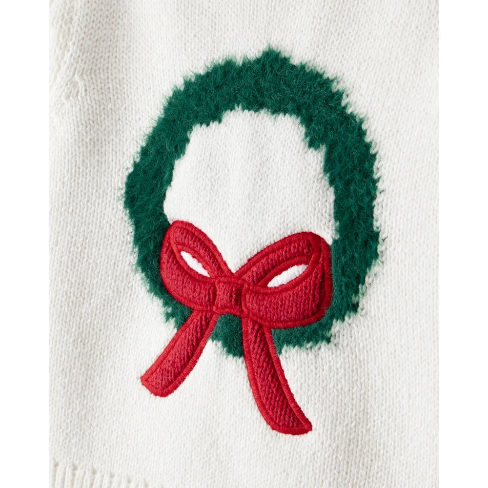 Pull en Tricot Couronne de Noël Fille Carter's - Blanc