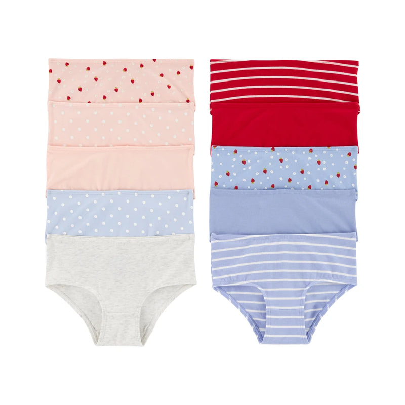 Lot de 10 Culottes Fraises Fille Carter's - Bleu & Rouge