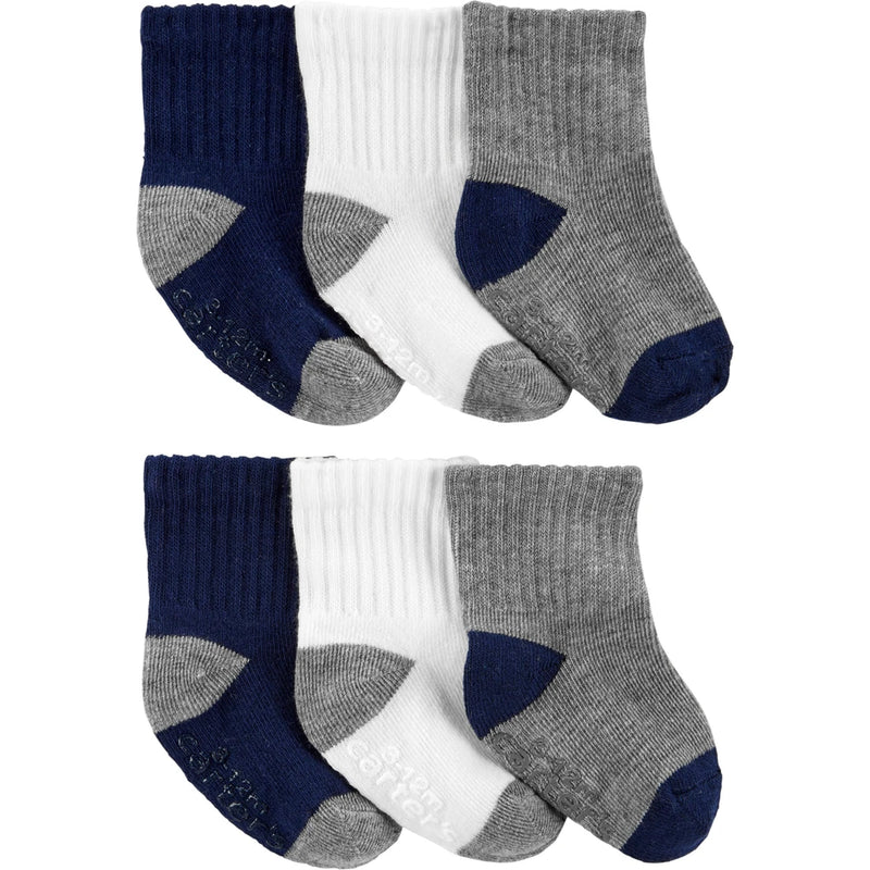 Lot de 6 Paires de Socquettes Garçon Carter's - Marine Gris & Blanc