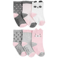 Lot de 6 Paires de Chaussettes Mi-Mollet Animaux Fille Carter's - Rose