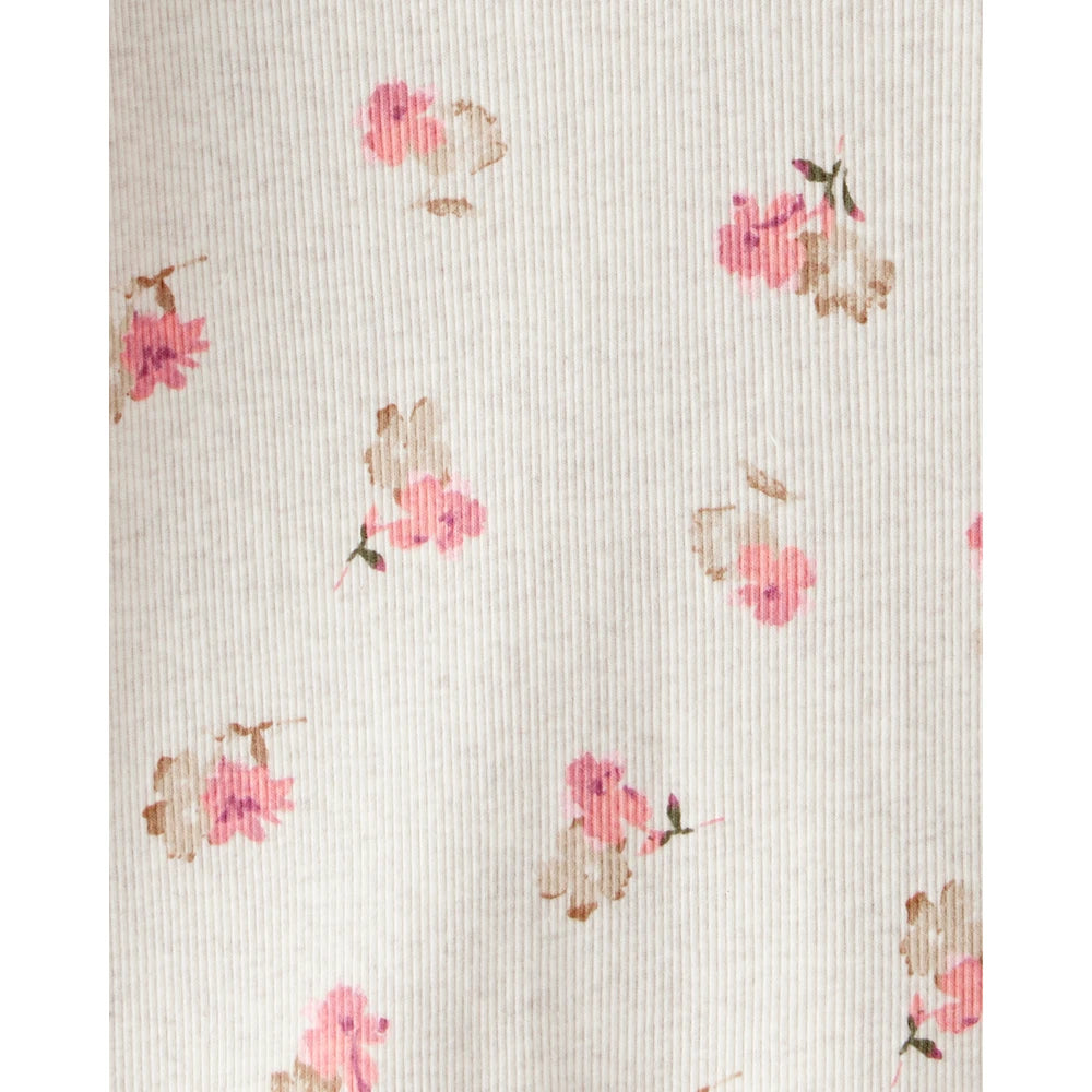 T-shirt Henley Fleuri à Manches Longues Fille OshKosh - Crème