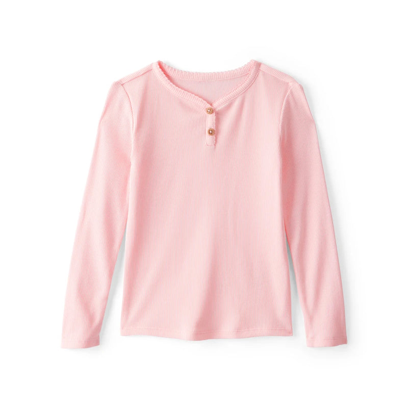 T-shirt Henley Côtelé à Manches Longues Fille OshKosh - Rose