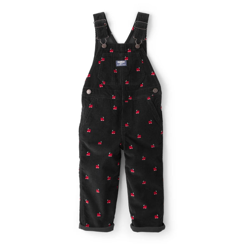 Boy OshKosh Train Print Corduroy Overalls - Black