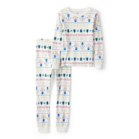 Pyjama 2 Pièces en Coton Jacquard Bonhomme de Neige Carter's - Ivoire