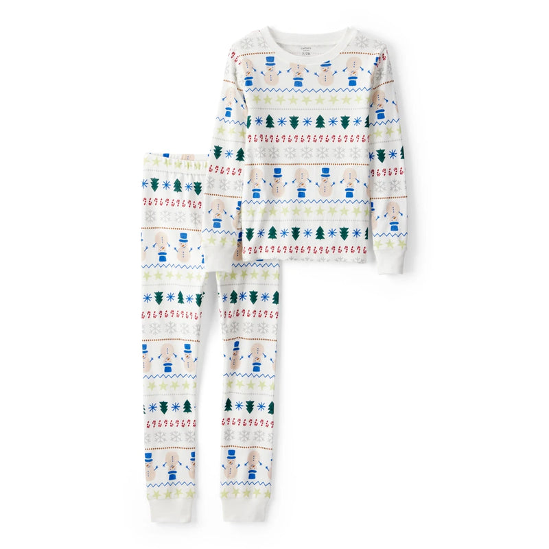 Pyjama 2 Pièces en Coton Jacquard Bonhomme de Neige Carter's - Ivoire