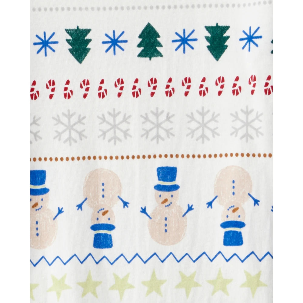 Pyjama 2 Pièces en Coton Jacquard Bonhomme de Neige Carter's - Ivoire