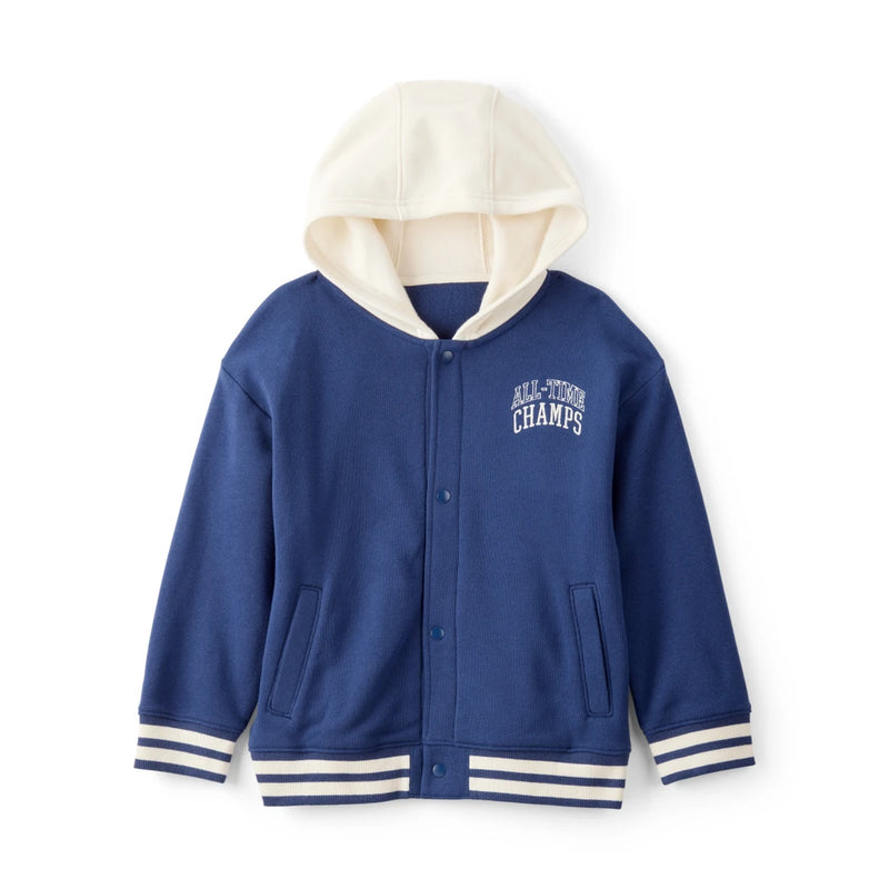 Boy Carter's Fleece Varsity Jacket - Navy