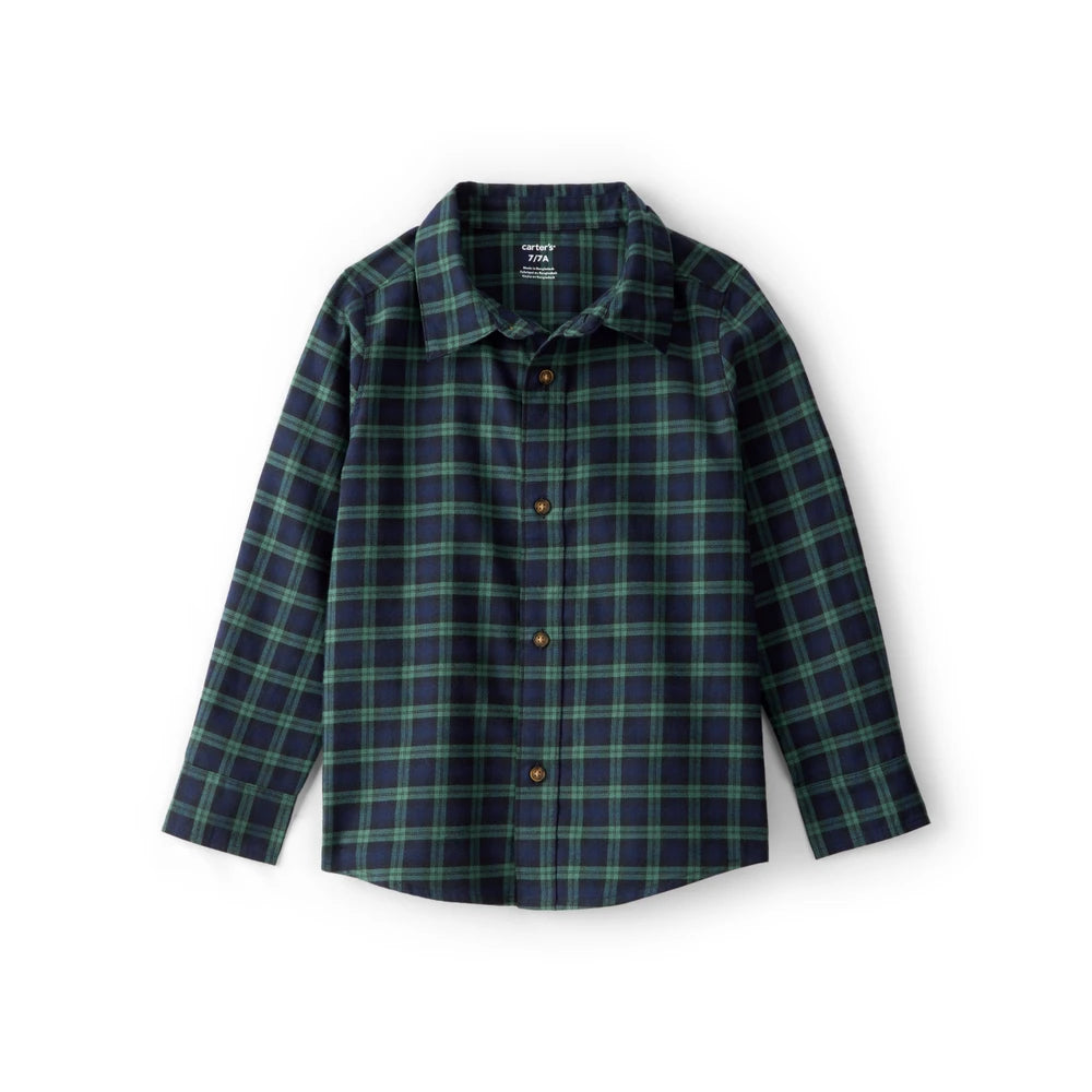 Chemise à Carreaux à Manches Longues Garçon Carter's - Vert