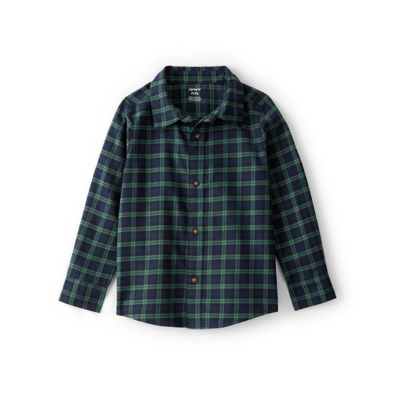 Chemise à Carreaux à Manches Longues Garçon Carter's - Vert