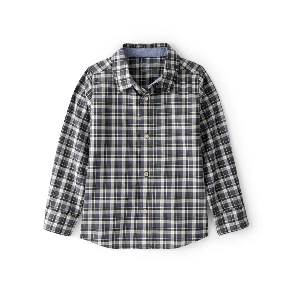 Chemise à Carreaux à Manches Longues Garçon OshKosh - Gris