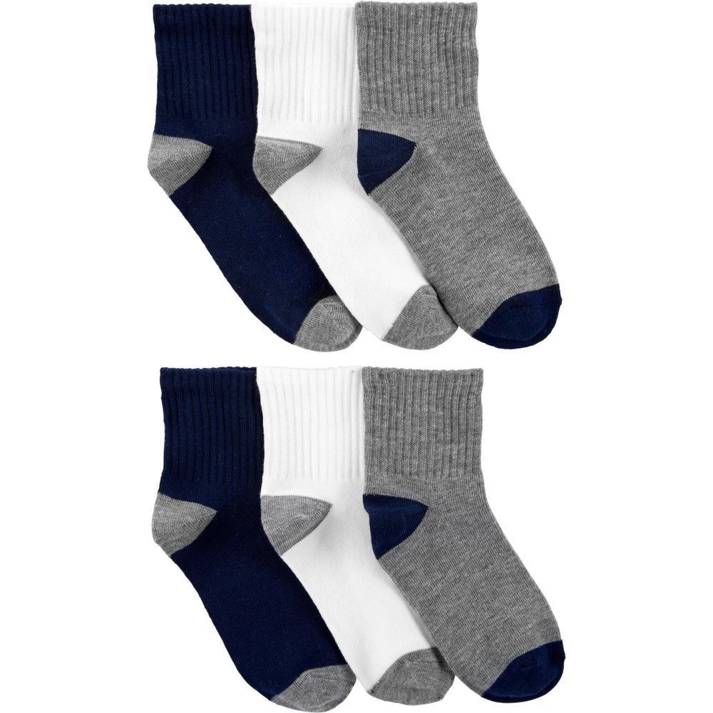 Lot de 6 Paires de Socquettes Garçon Carter's - Marine Gris & Blanc