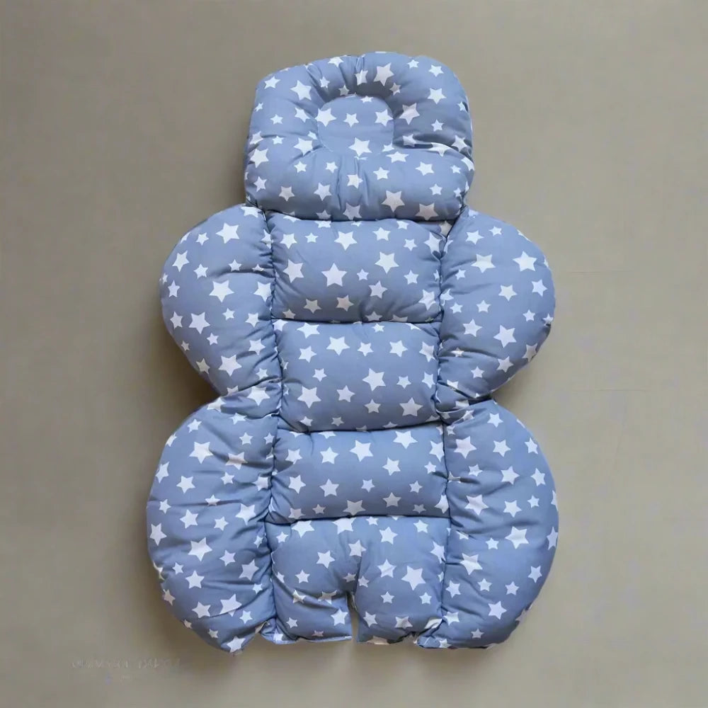 Coussin de poussette BébéYo - Étoiles blanc sur bleu turquin