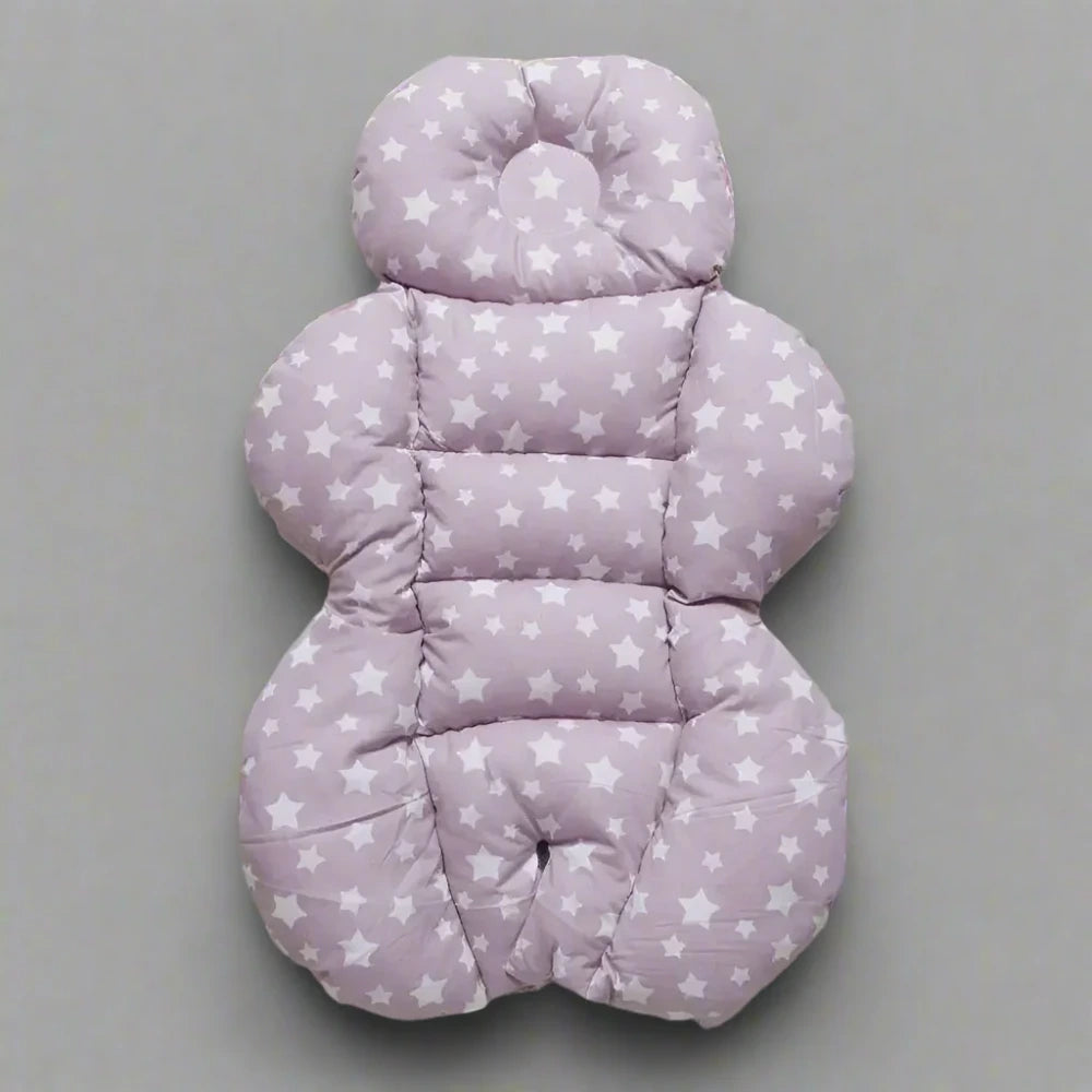 Coussin de poussette BébéYo - Étoiles blanc sur rose