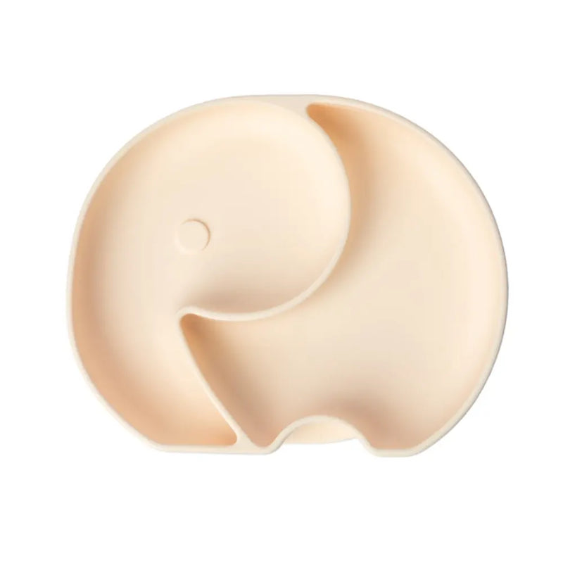 YUMMY Assiette Éléphant en Silicone avec Ventouse 4M+ - Crème