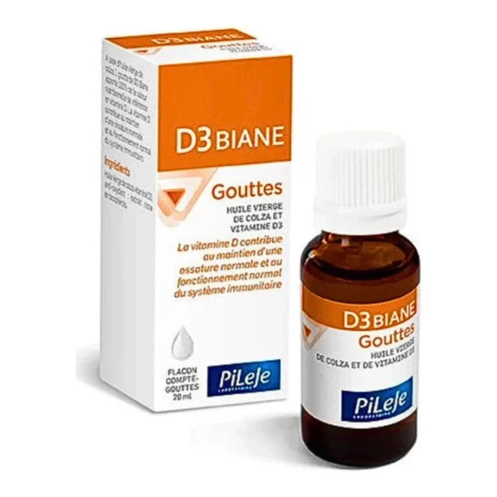 Flacon compte-gouttes D3 Biane Gouttes vitamine D3 20 ml Pileje