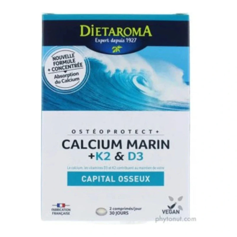 Dietaroma كالسيوم بحري + K2 و D3 – 60 كبسولة