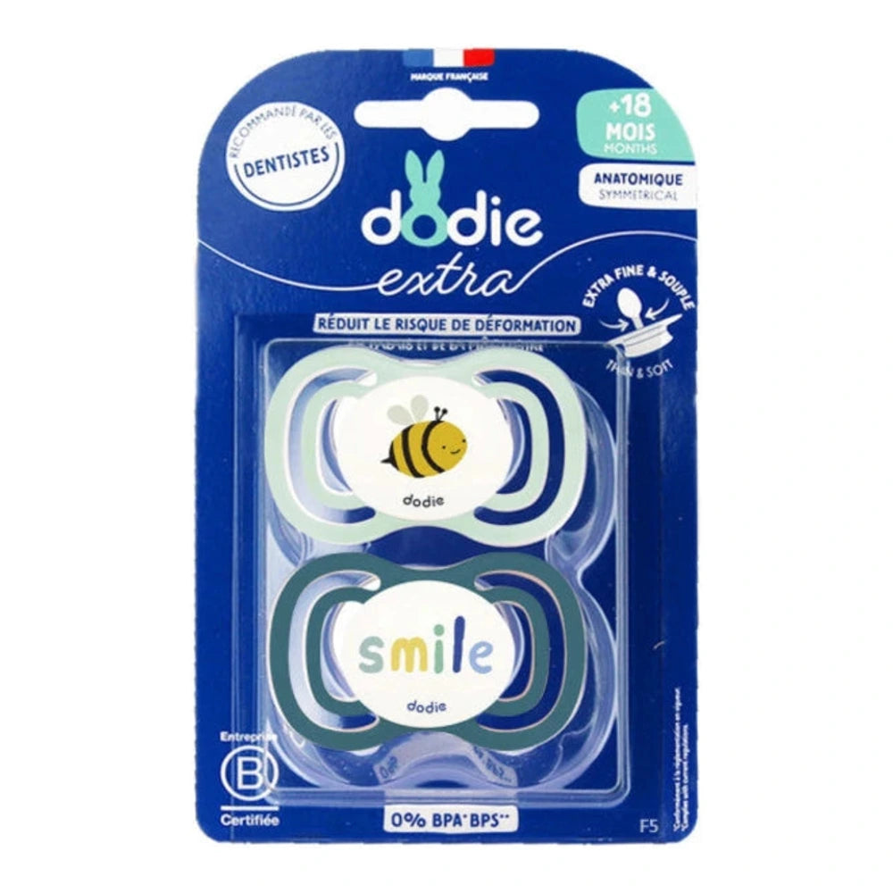 Dodie lot de 2 sucettes +18 mois vertes