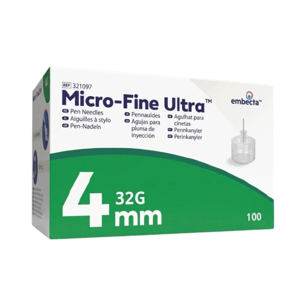 Embecta Micro-Fine Plus aiguilles pour stylo à insuline 32G 4 mm – boîte de 100