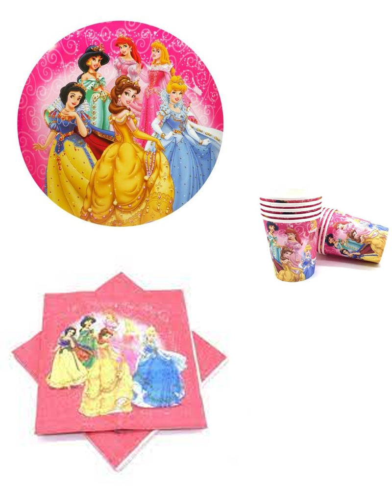 Pack de 10 Serviettes & Assiettes & Gobelets - Princesse