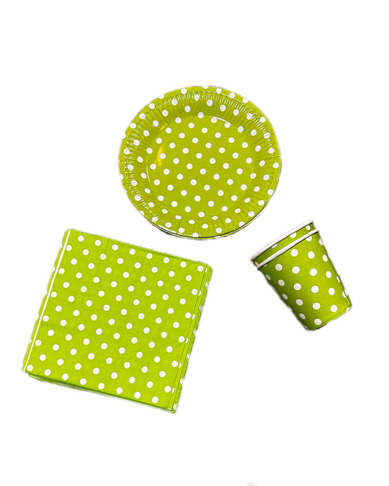 Paquete de 10 servilletas, platos y vasos - Verde