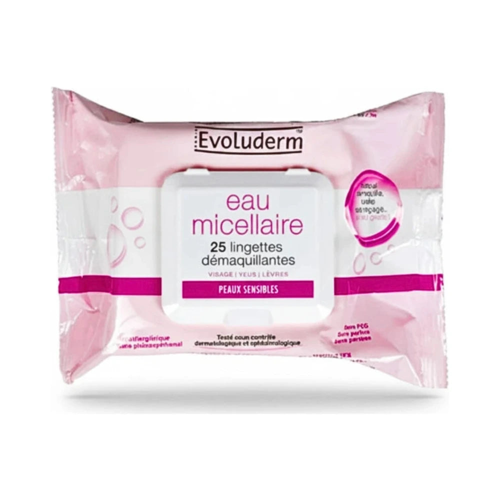 Paquet de 25 lingettes démaquillantes micellaires Evoluderm